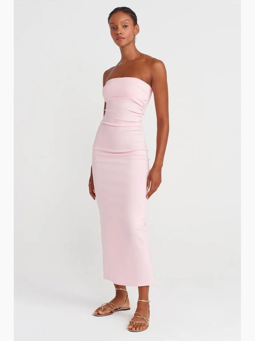 Vestido midi bodycon sem alças com racha dilvin - Kiabi Vestido midi bodycon sem alças com racha dilvin - Kiabi