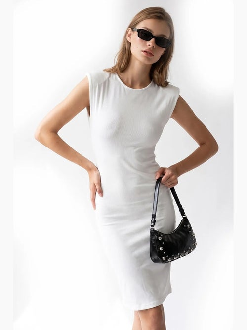 Vestido midi bodycon sem mangas com canelado mixray - Kiabi Vestido midi bodycon sem mangas com canelado mixray - Kiabi