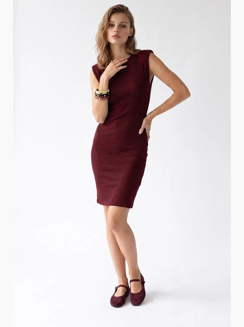 Vestido midi bodycon sem mangas com canelado mixray Vermelho bordô - Kiabi