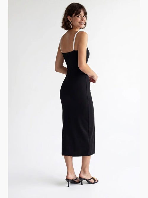 Vestido midi bodycon sem mangas com fenda mixray - Kiabi Vestido midi bodycon sem mangas com fenda mixray - Kiabi
