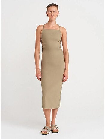 Vestido midi bodycon sem mangas dilvin