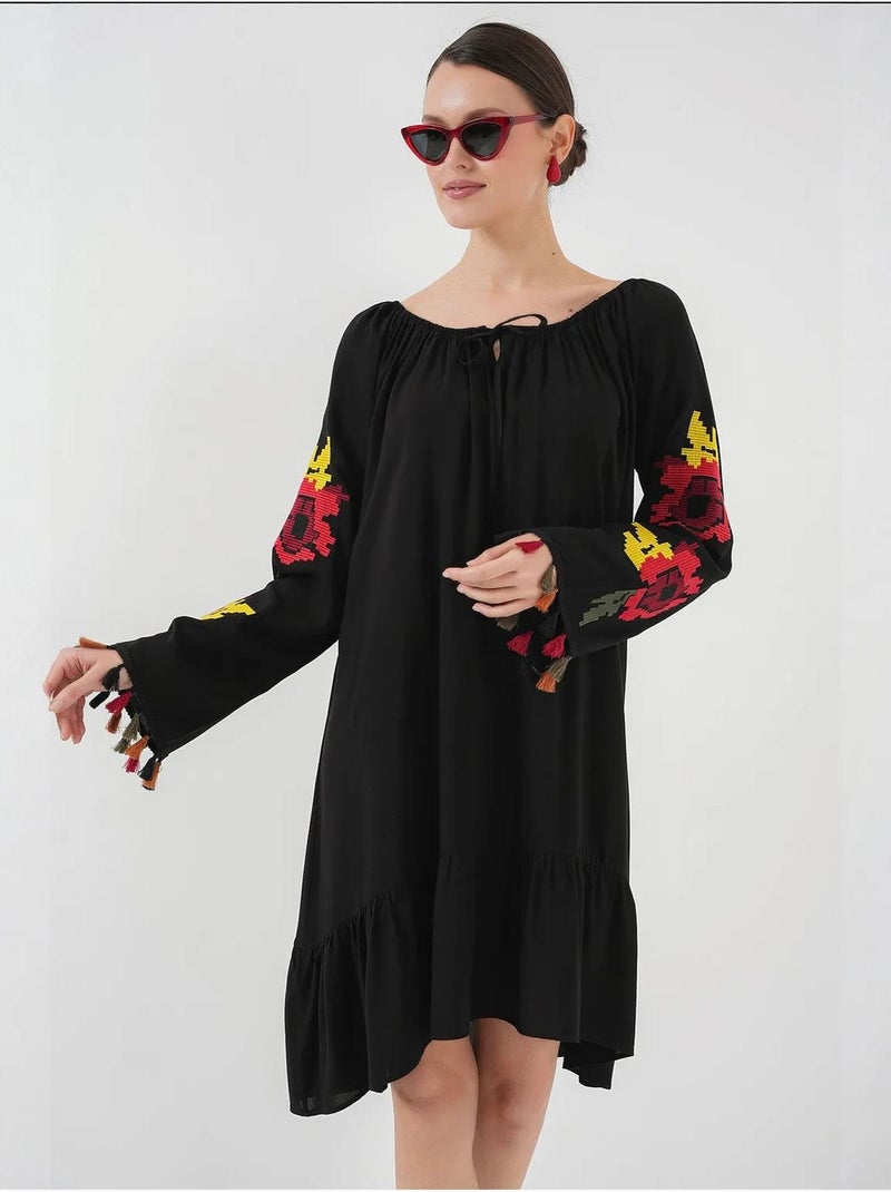 Vestido midi bordado bdart Preto - Kiabi