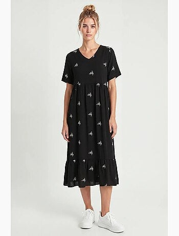 Vestido midi bordado com decote em v istanbul