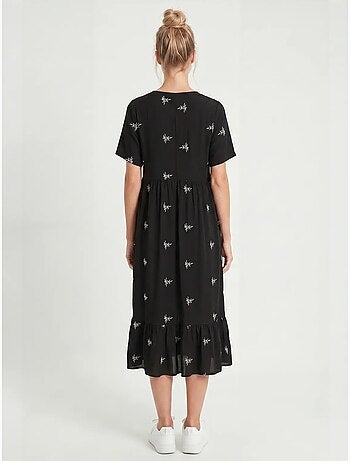 Vestido midi bordado com decote em v istanbul