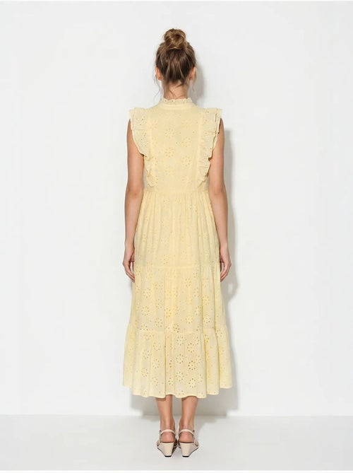 Vestido midi bordado em mistura de algodão lucci - Kiabi Vestido midi bordado em mistura de algodão lucci - Kiabi
