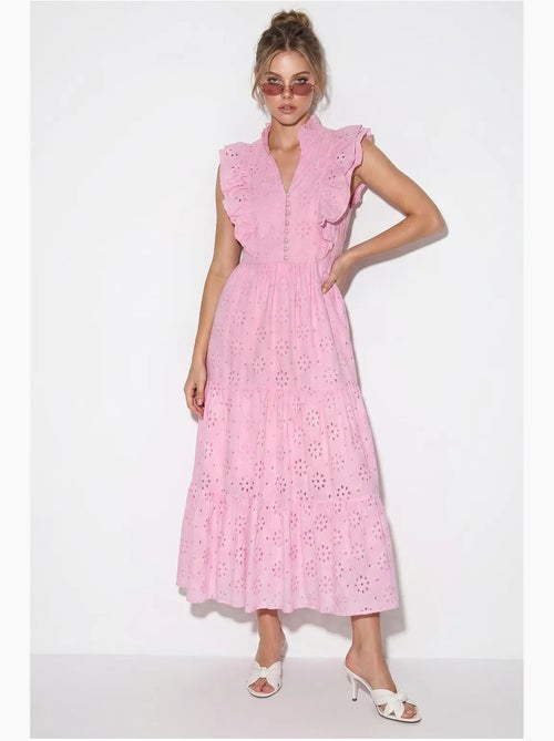 Vestido midi bordado em mistura de algodão lucci - Kiabi Vestido midi bordado em mistura de algodão lucci - Kiabi