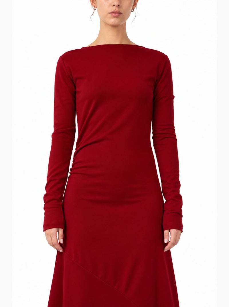 Vestido midi busem Vermelho bordô - Kiabi