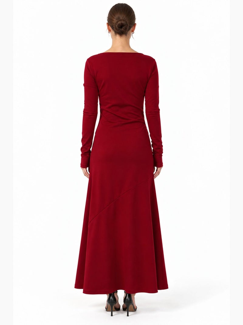 Vestido midi busem Vermelho bordô - Kiabi