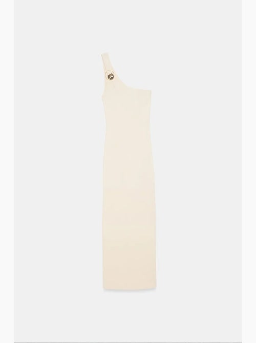 Vestido midi canelado assimétrico de um ombro só dilvin - Kiabi Vestido midi canelado assimétrico de um ombro só dilvin - Kiabi