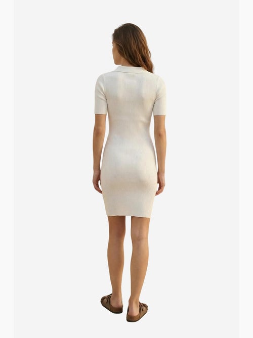 Vestido midi canelado com gola polo my fashion - Kiabi