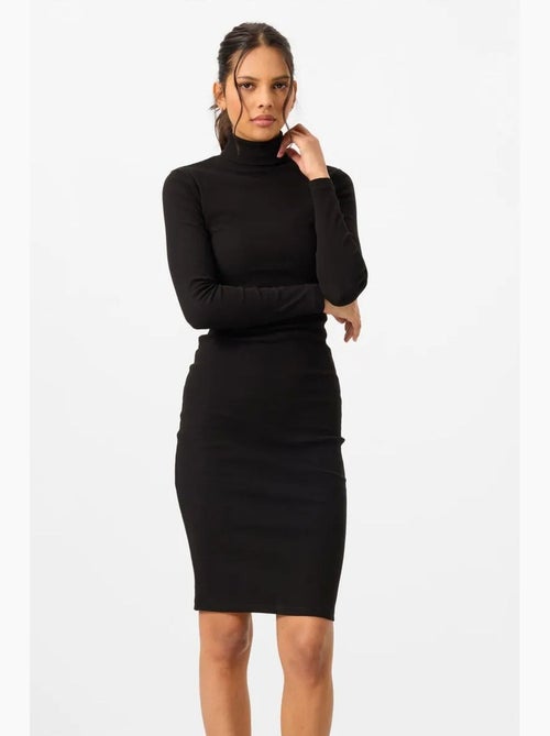 Vestido midi canelado de gola alta tommy - Kiabi Vestido midi canelado de gola alta tommy - Kiabi