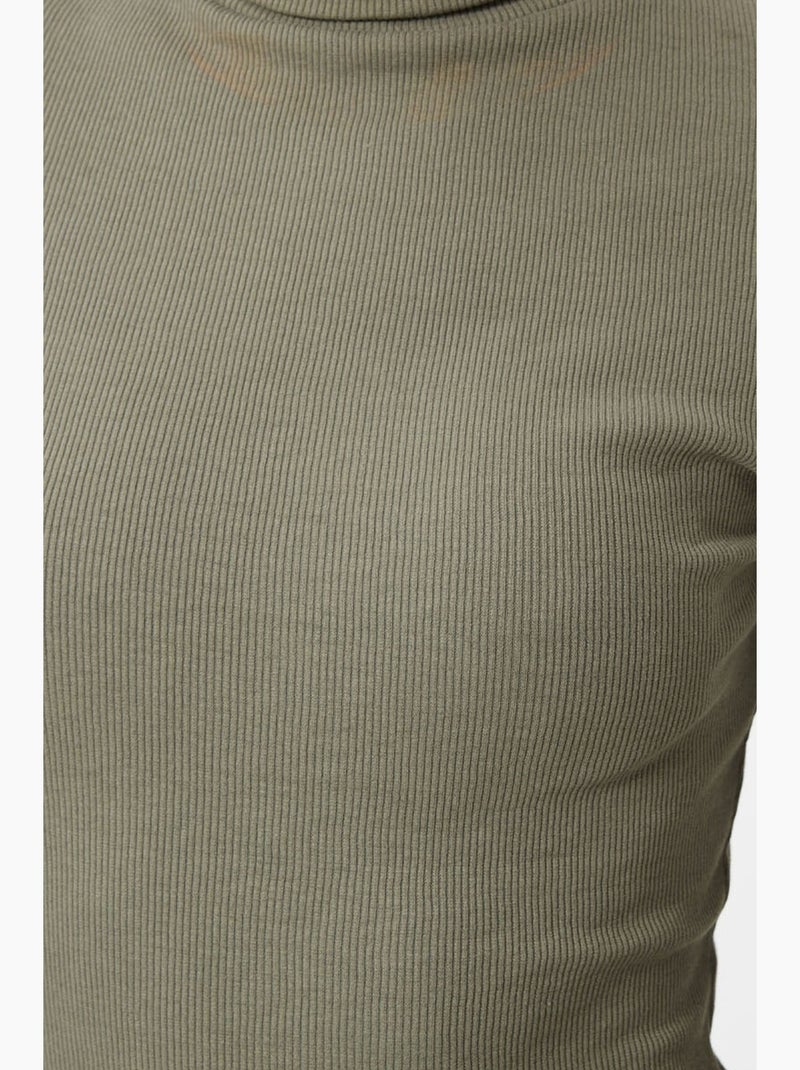 Vestido midi canelado de gola alta tommy Verde - Kiabi
