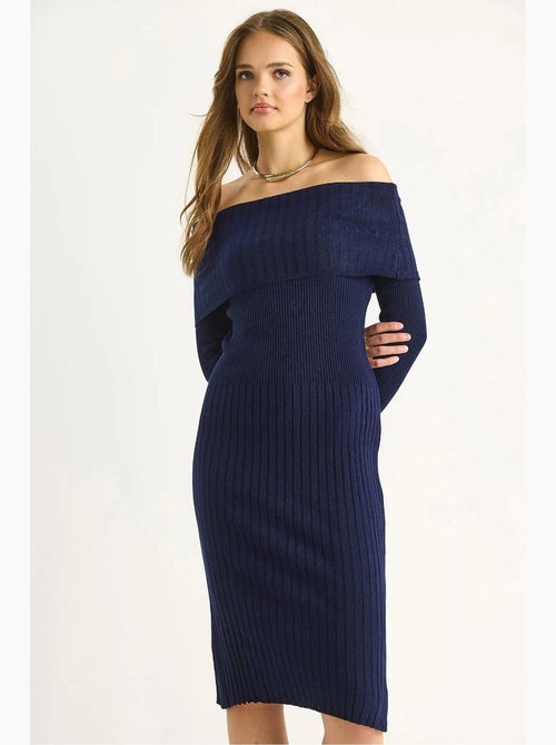 Vestido midi canelado lucci - Kiabi