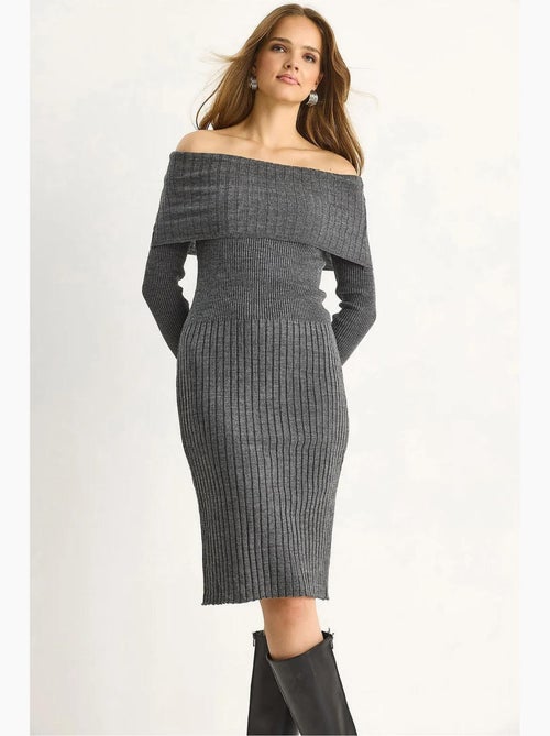 Vestido midi canelado lucci - Kiabi