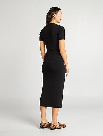 Vestido midi canelado