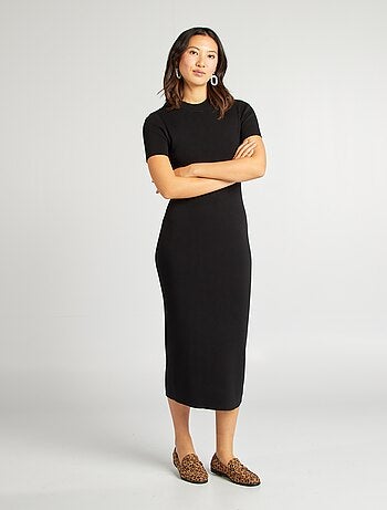 Vestido midi canelado