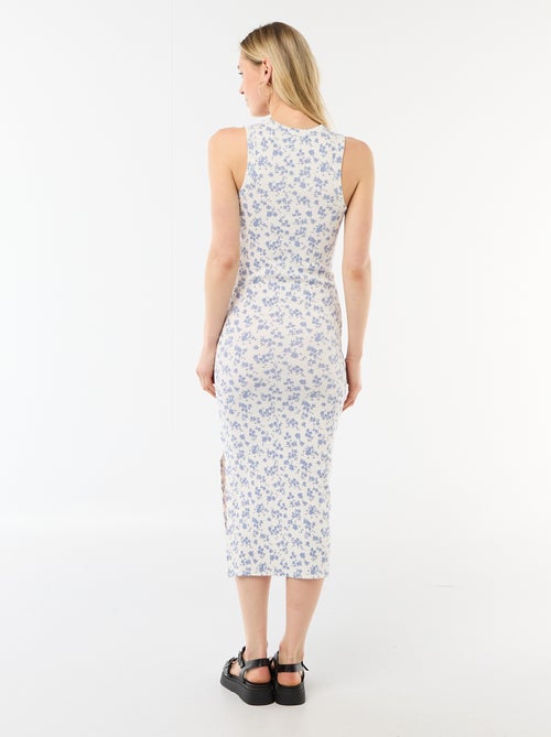 Vestido midi canelado sem mangas - Kiabi