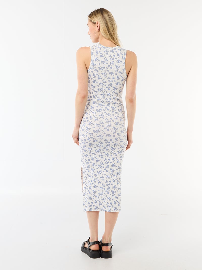Vestido midi canelado sem mangas Bege - Kiabi
