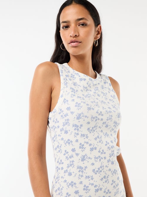 Vestido midi canelado sem mangas - Kiabi