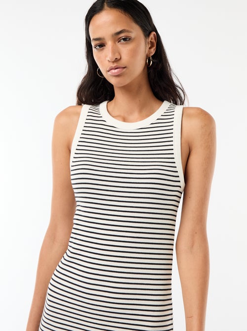 Vestido midi canelado sem mangas - Kiabi