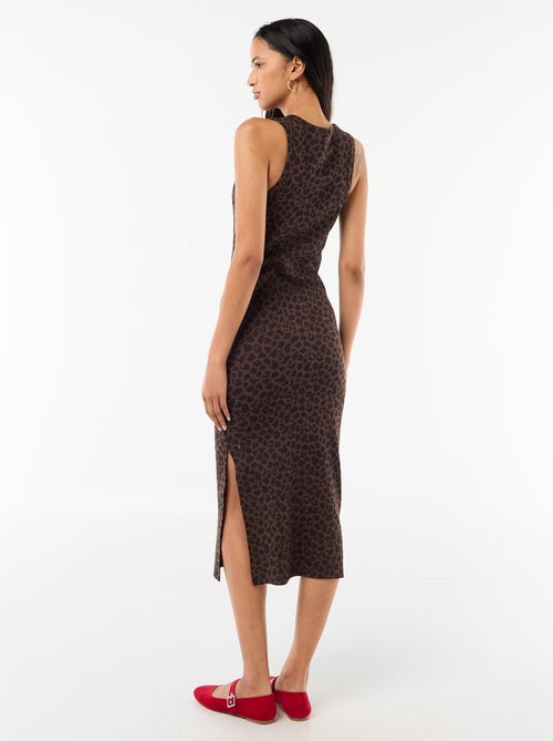 Vestido midi canelado sem mangas - Kiabi