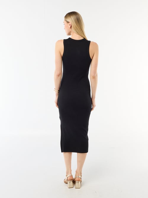 Vestido midi canelado sem mangas - Kiabi