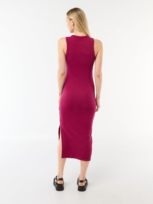 Vestido midi canelado sem mangas - Kiabi