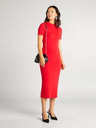 Vestido midi canelado