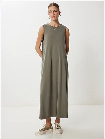 Vestido midi casual de corte solto com bolsos istanbul