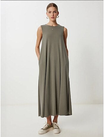 Vestido midi casual de corte solto com bolsos istanbul