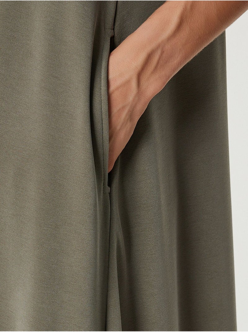 Vestido midi casual de corte solto com bolsos istanbul Cáqui - Kiabi