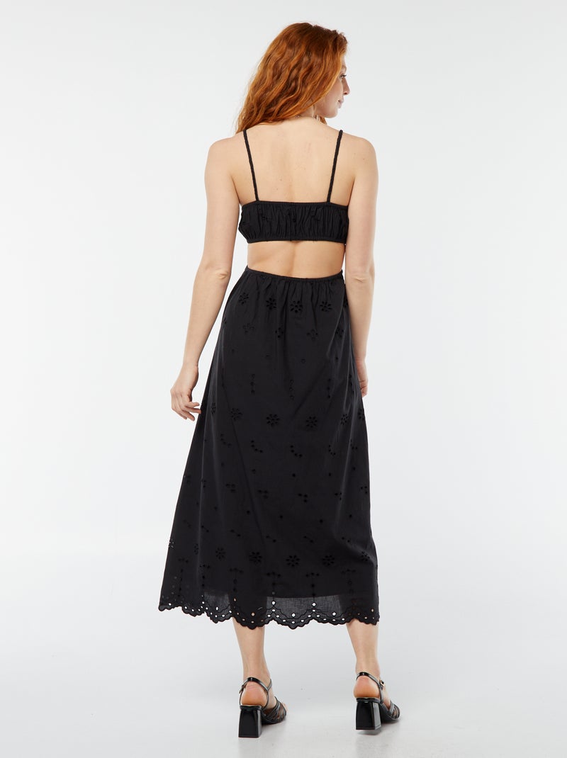 Vestido midi com abertura lateral Preto - Kiabi