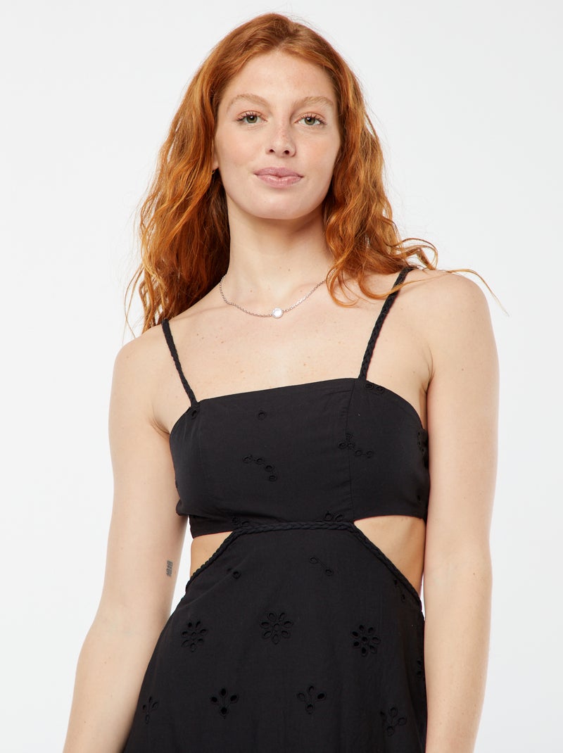 Vestido midi com abertura lateral Preto - Kiabi