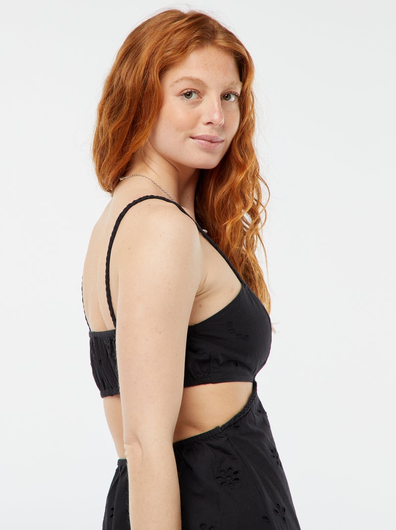 Vestido midi com abertura lateral Preto - Kiabi