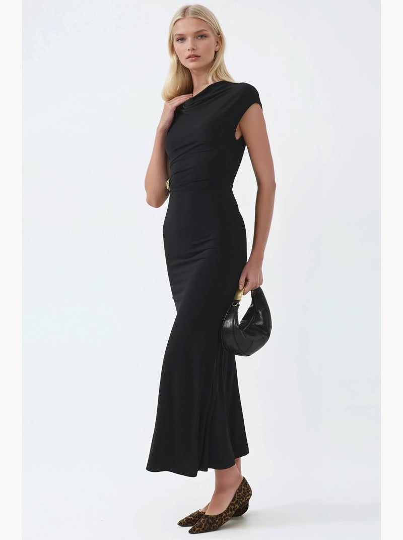 Vestido midi com acessório de pedra busem Preto - Kiabi