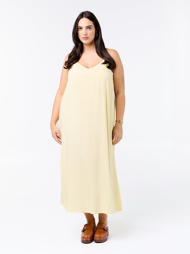Vestido midi com alças ajustáveis Amarelo - Kiabi