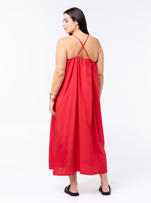 Vestido midi com alças ajustáveis - Kiabi