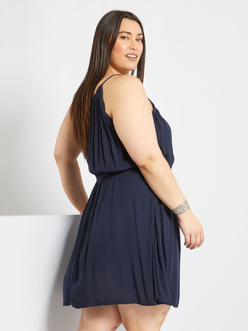 Vestido midi com alças Azul Marinho - Kiabi
