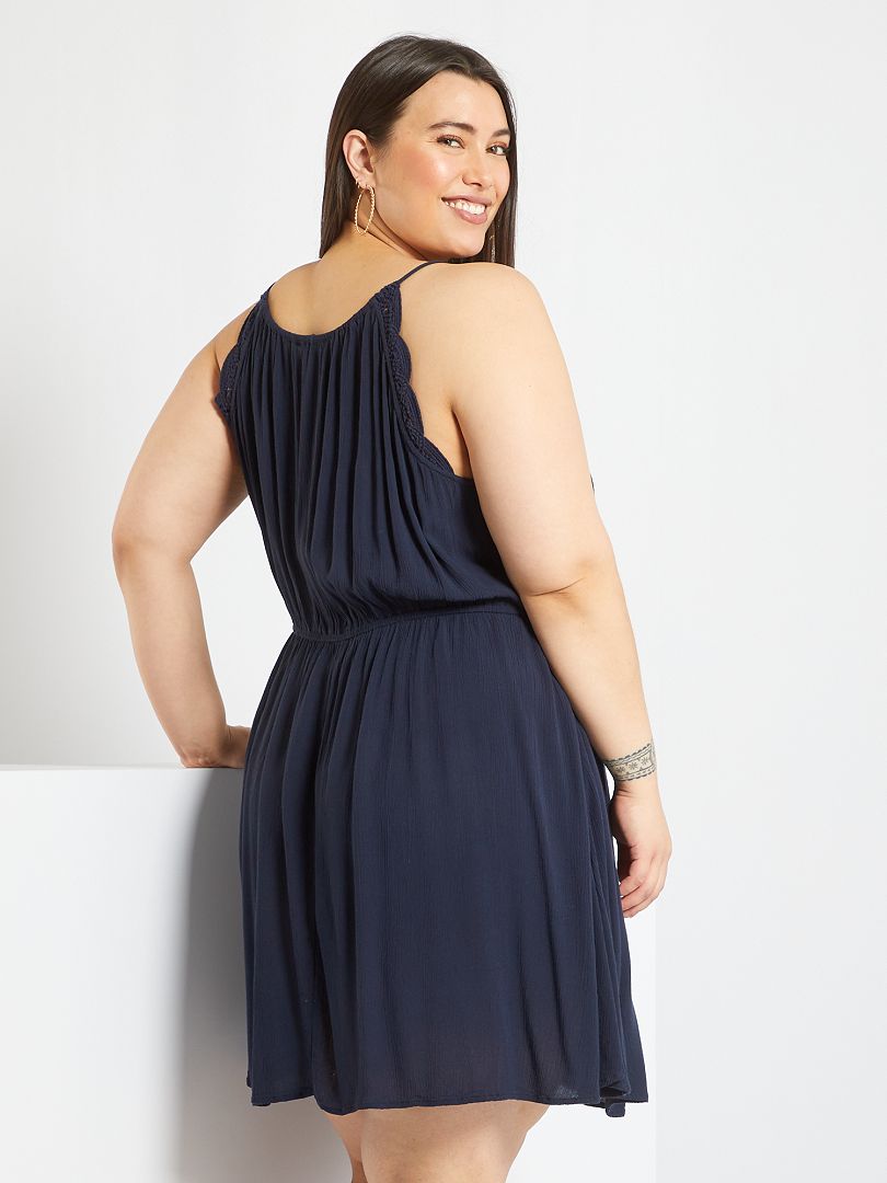 Vestido midi com alças Azul Marinho - Kiabi