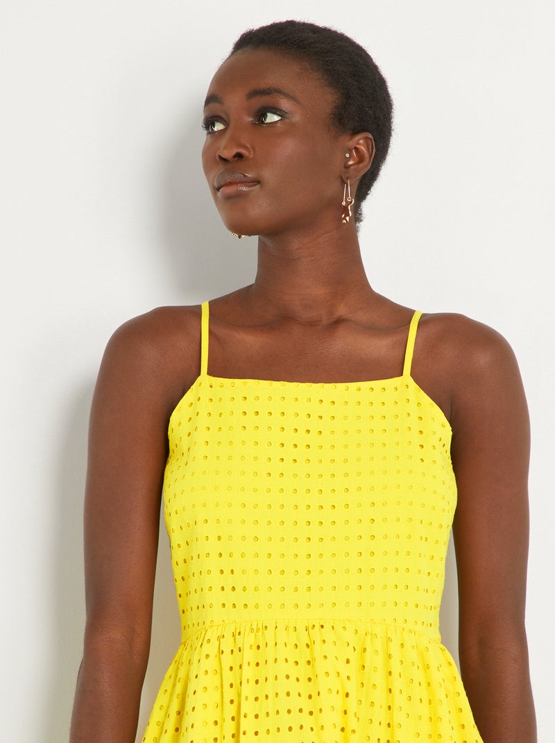 Vestido midi com alças finas Amarelo - Kiabi