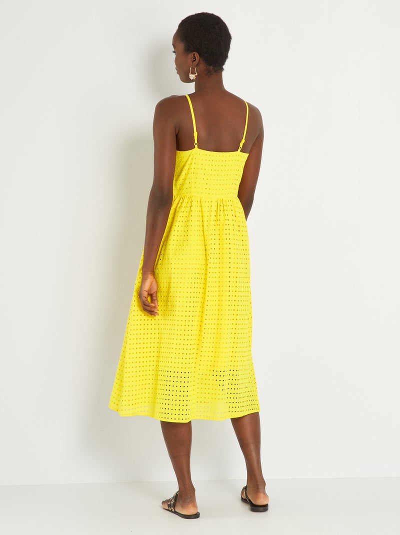 Vestido midi com alças finas Amarelo - Kiabi