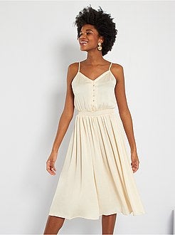 Vestido midi com alças finas - Kiabi