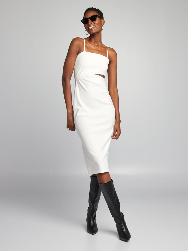 Vestido midi com alças finas BRANCO - Kiabi