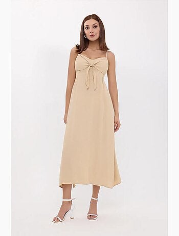 Vestido midi com alças finas e atilhos à frente hiccup