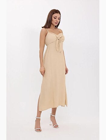 Vestido midi com alças finas e atilhos à frente hiccup