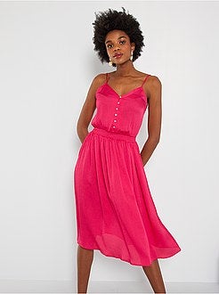 Vestido midi com alças finas - Kiabi