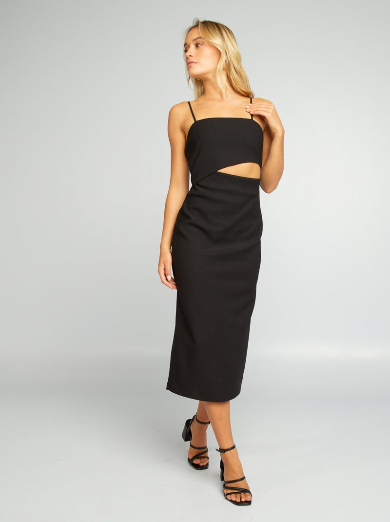 Vestido midi com alças finas Preto - Kiabi