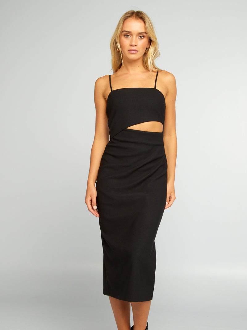Vestido midi com alças finas Preto - Kiabi