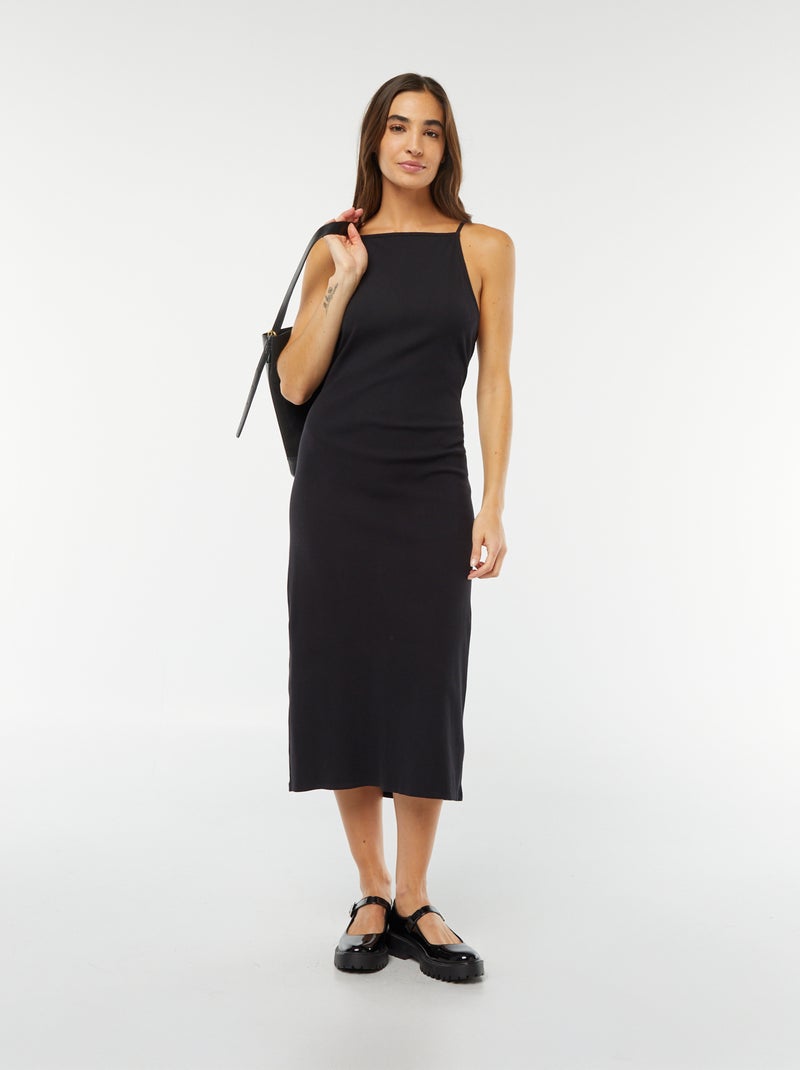 Vestido midi com alças finas Preto - Kiabi