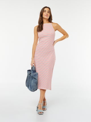 Vestido midi com alças finas
